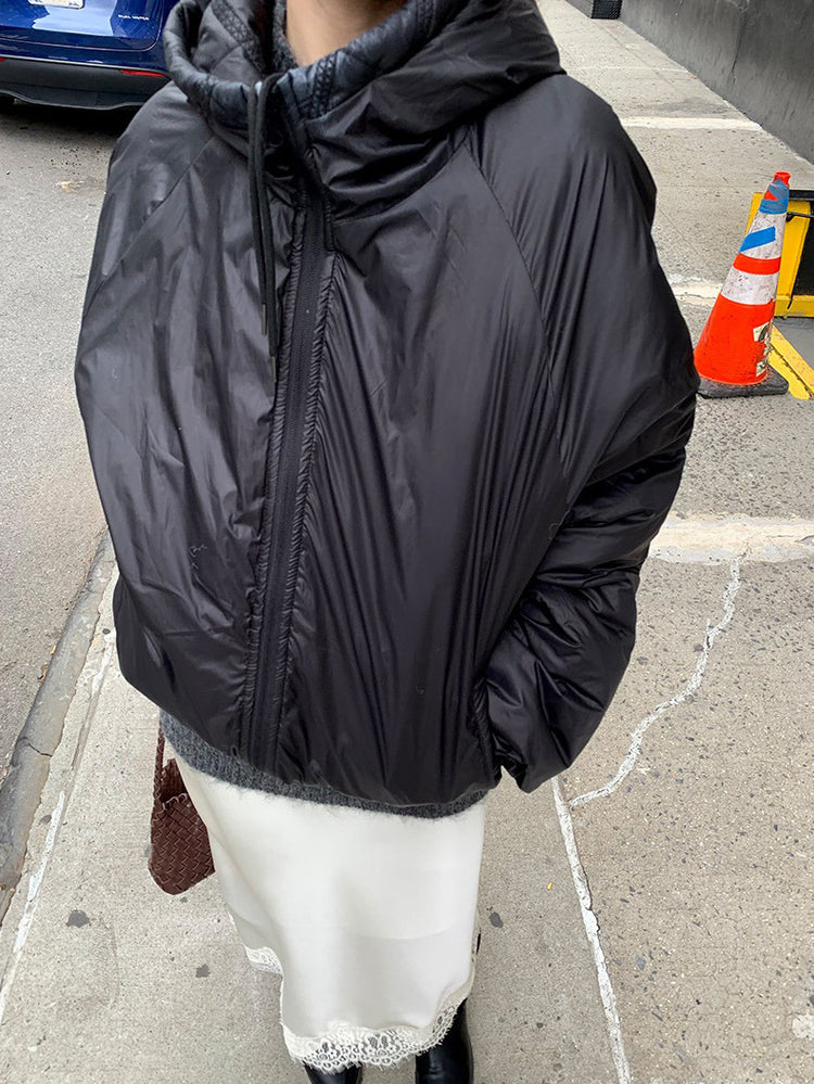 光澤感蕾絲邊不對稱細節半裙