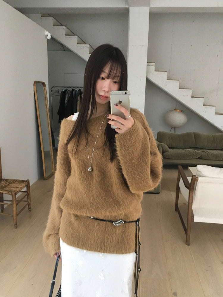 美肩毛流質感寬鬆毛衣