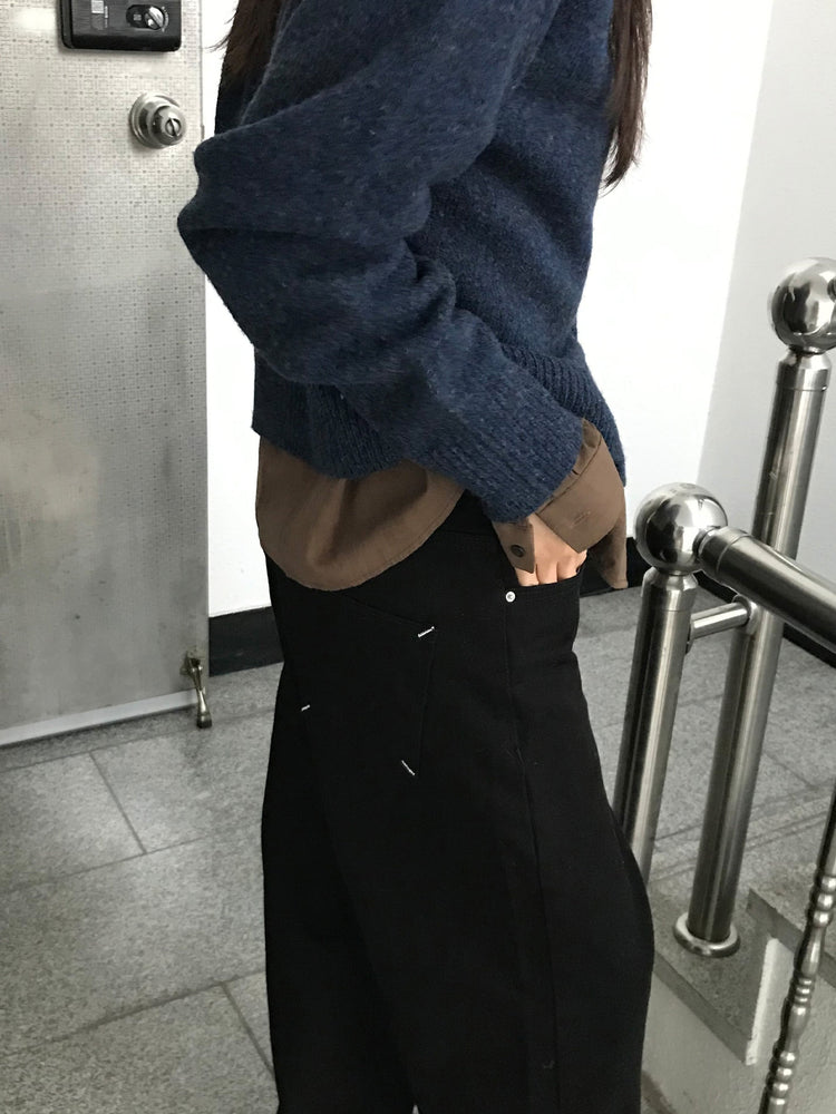 背口袋細節寬鬆直褲