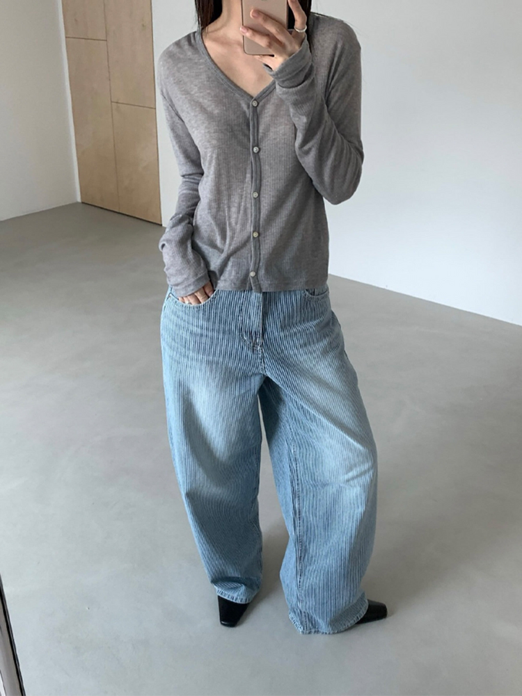 微透顯瘦排鈕針織外套