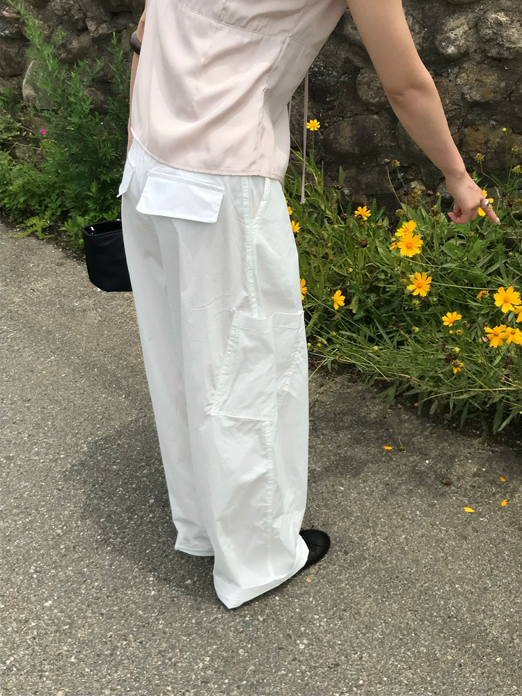 輕薄抽繩口袋寬鬆工裝褲