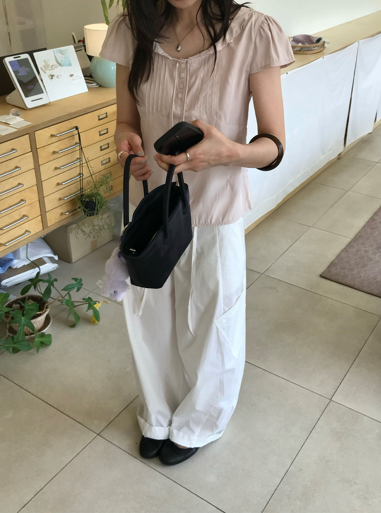 輕薄抽繩口袋寬鬆工裝褲