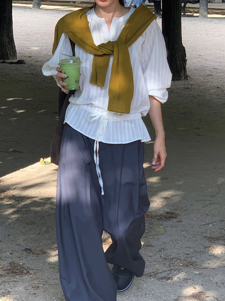 高質雙壓褶口袋細節直褲