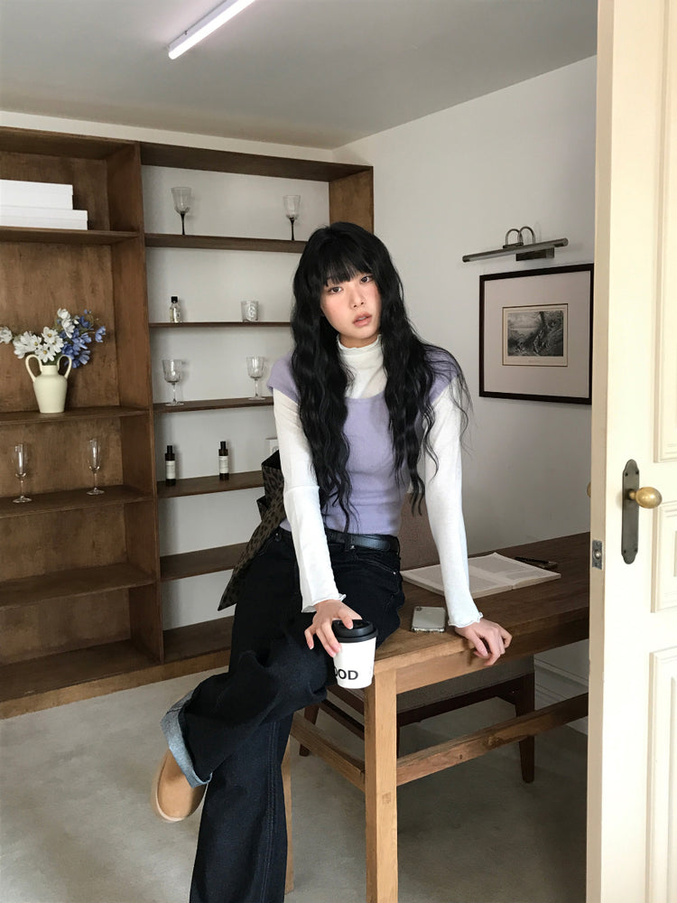 拉克蘭袖弧下擺修身上衣