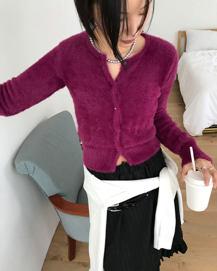 美色圓領排鈕針織外套