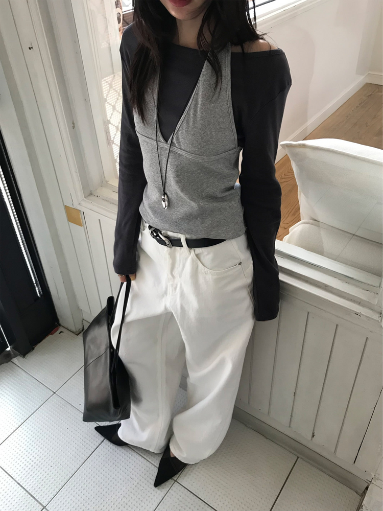 船領弧下擺修腰上衣