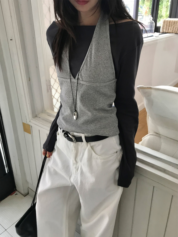 船領弧下擺修腰上衣