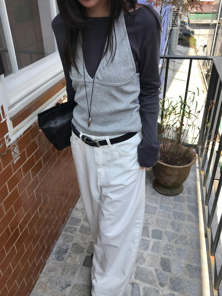 船領弧下擺修腰上衣