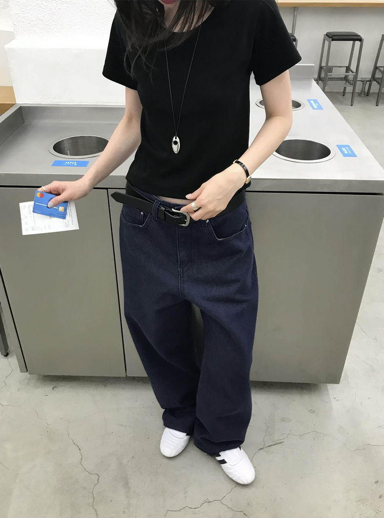 口袋明線細節牛仔褲
