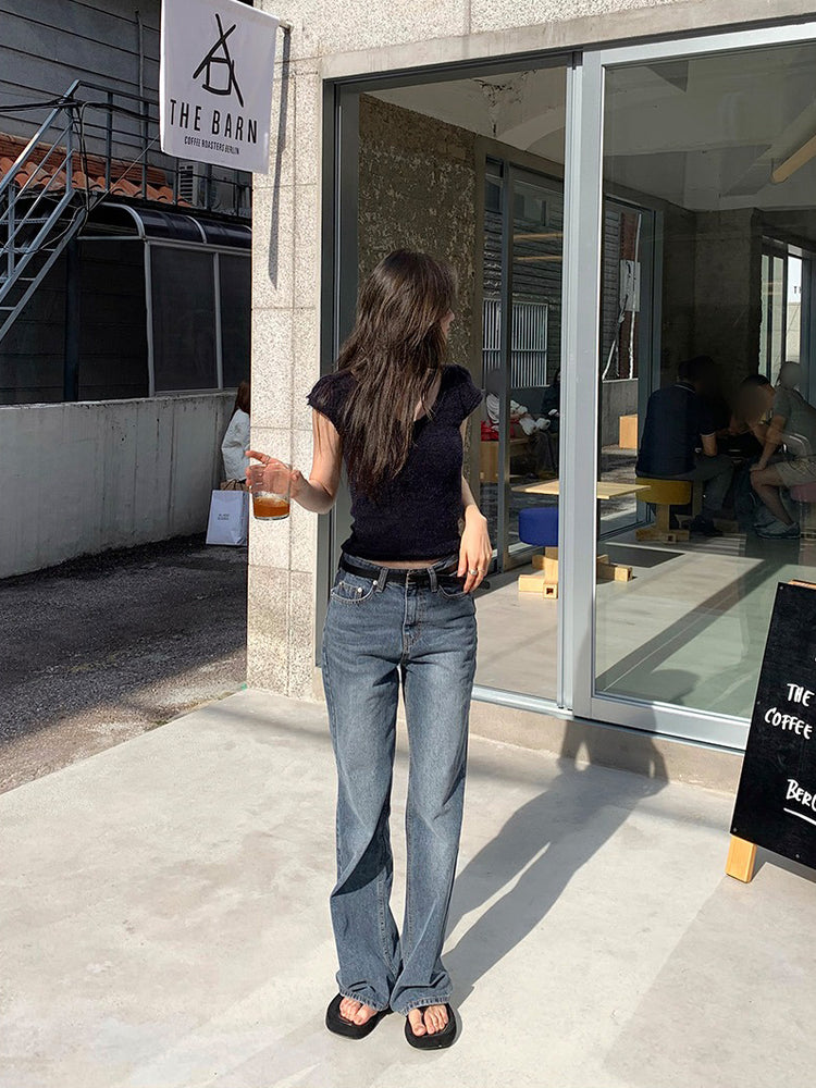 U領圈毛質感針織上衣