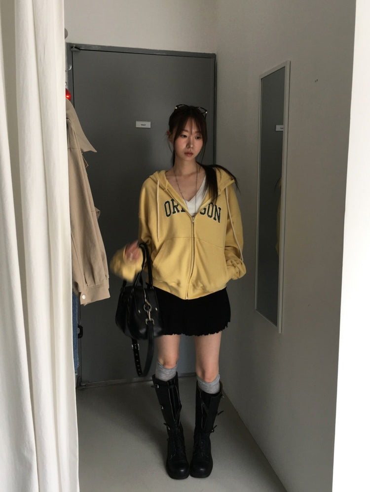 美色做舊字母連帽外套