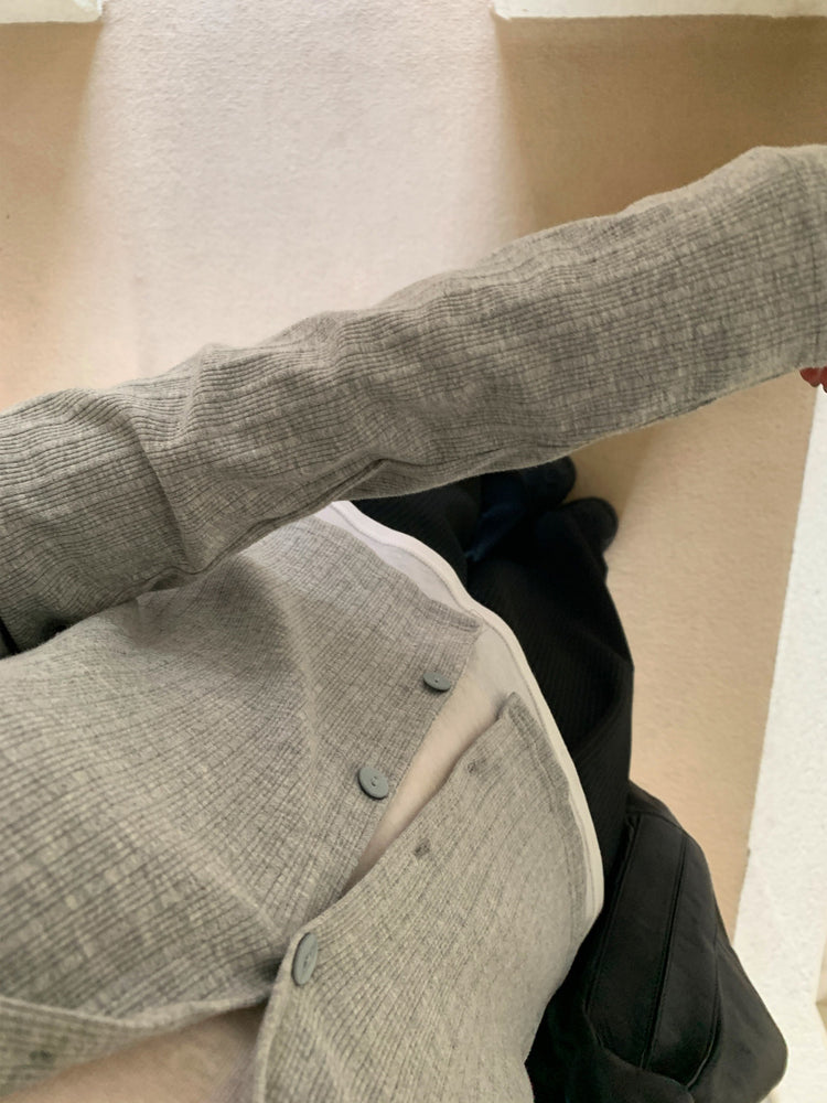 條紋內壓褶細節直褲