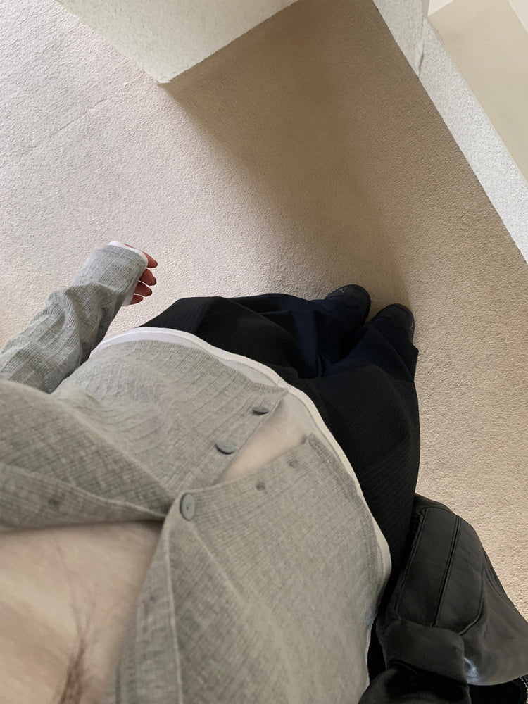 條紋內壓褶細節直褲
