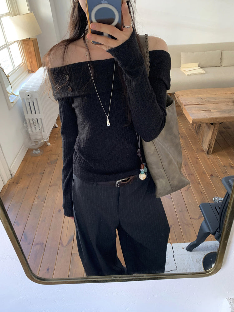 Fw ver.條紋側壓褶細節直褲