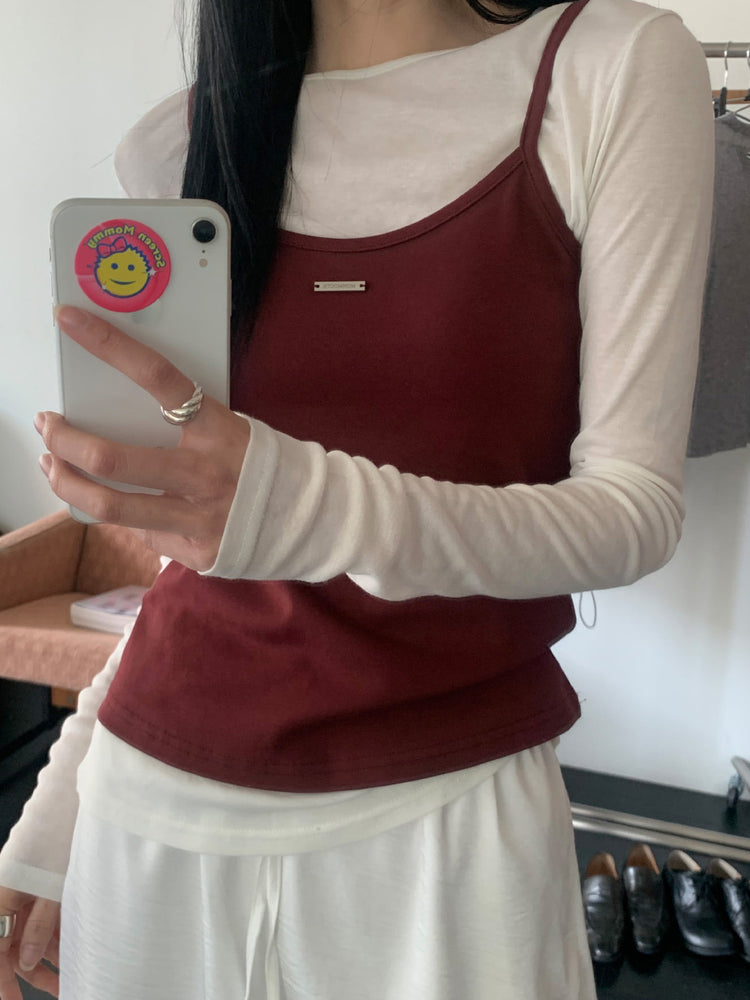 美色細帶鐵牌修身背心
