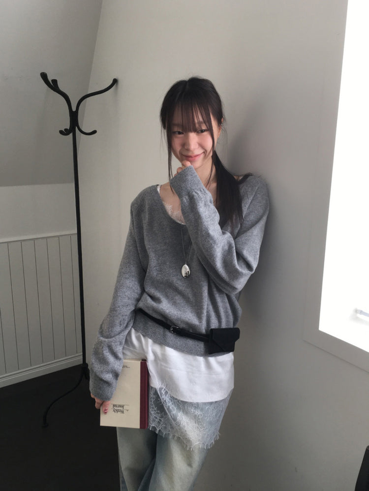 (現)美色蕾絲邊光澤感連身裙