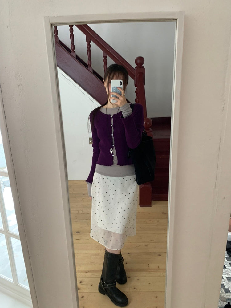 花邊排鈕顯瘦針織外套