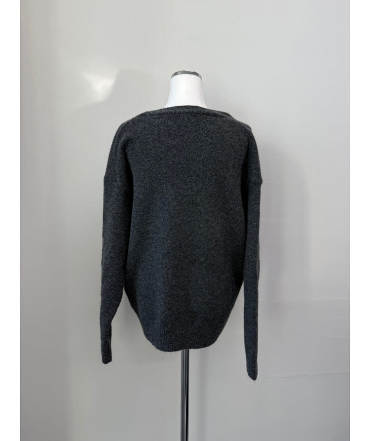 深V寬鬆針織毛衣