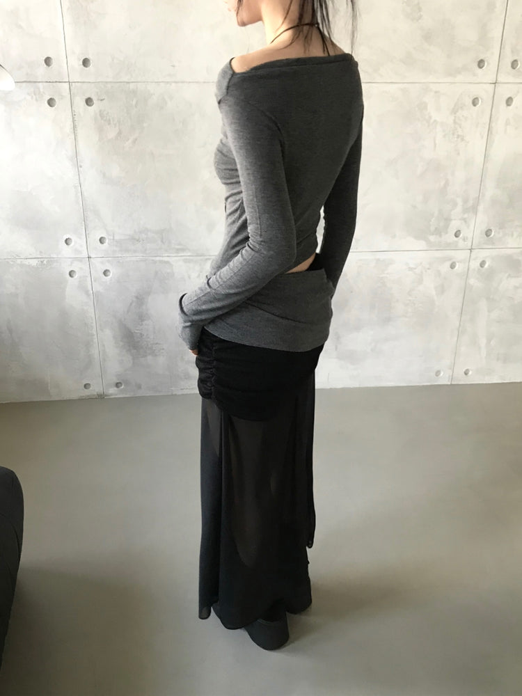 美肩側露腰細節上衣