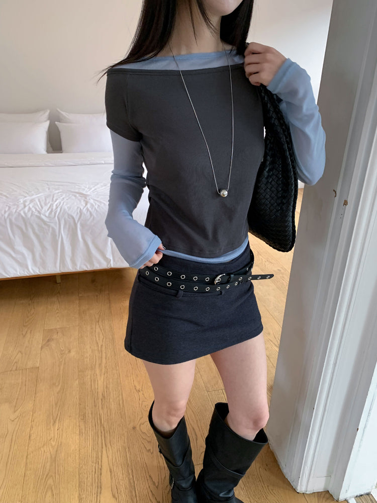 撞色層次感兩件式上衣