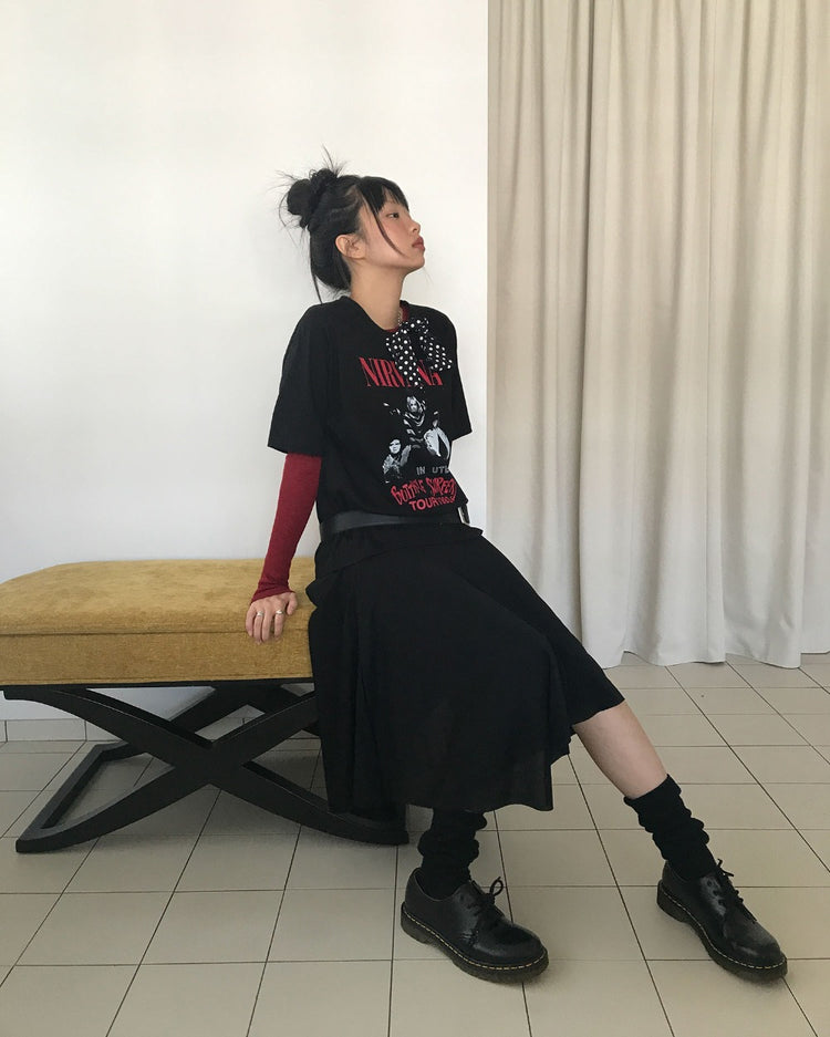 不規則下擺細節棉裙