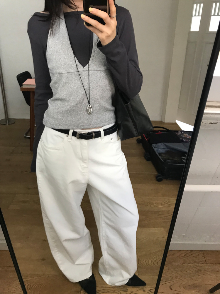 船領弧下擺修腰上衣