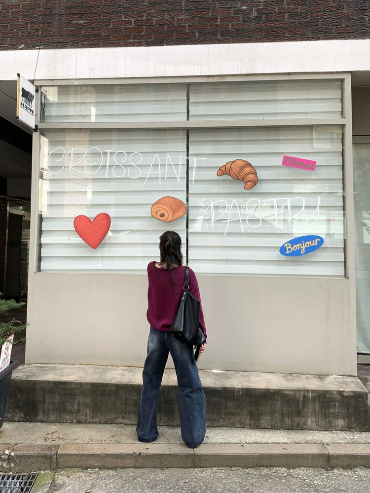 復古美刷色側前壓線細節牛仔褲