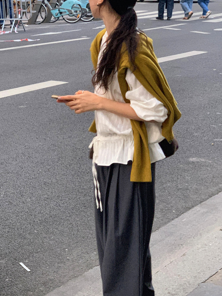 高質雙壓褶口袋細節直褲