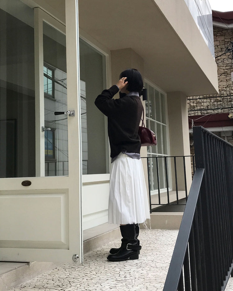 不修邊雙層細節百褶裙