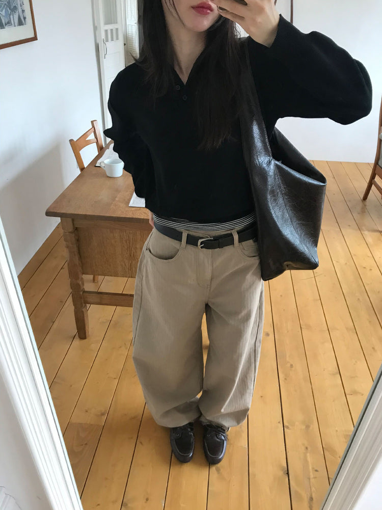 紋理寬肩帶容量袋
