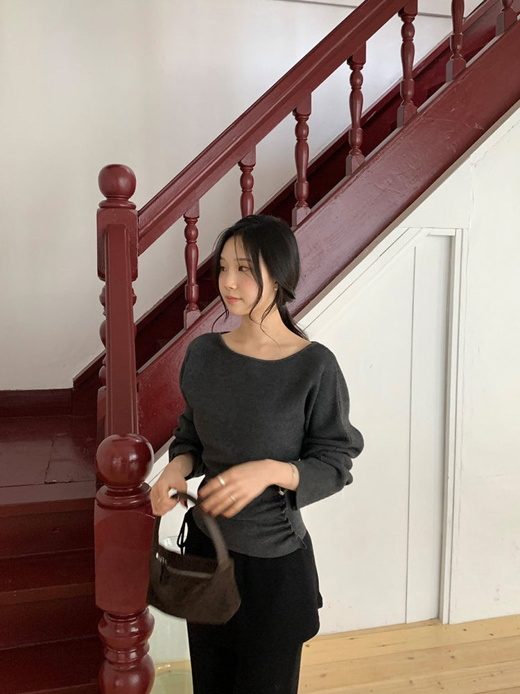 側綁帶細長腿假兩件裙褲