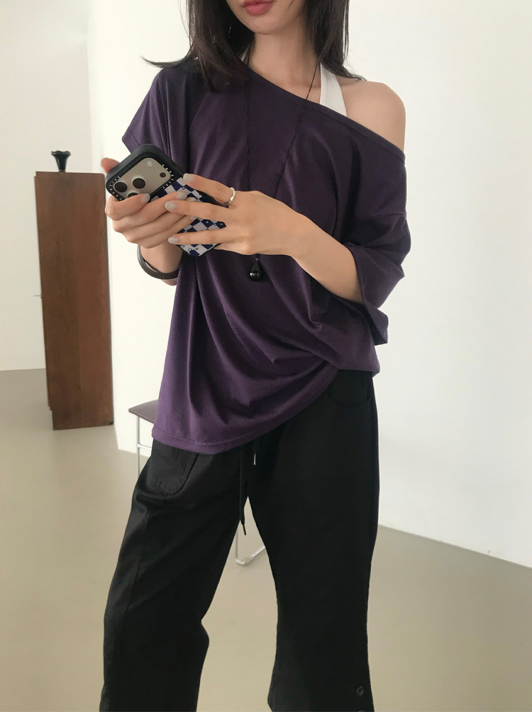 掛脖V領細節上衣