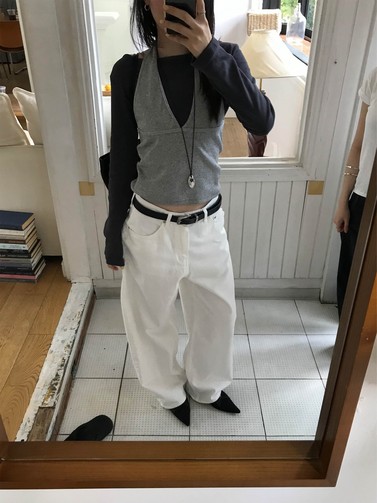 船領弧下擺修腰上衣
