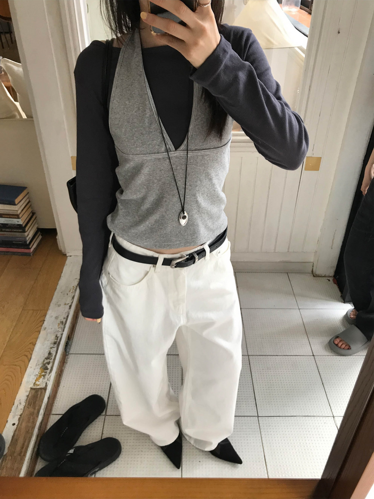 船領弧下擺修腰上衣