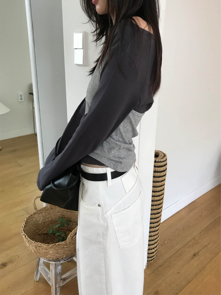 船領弧下擺修腰上衣
