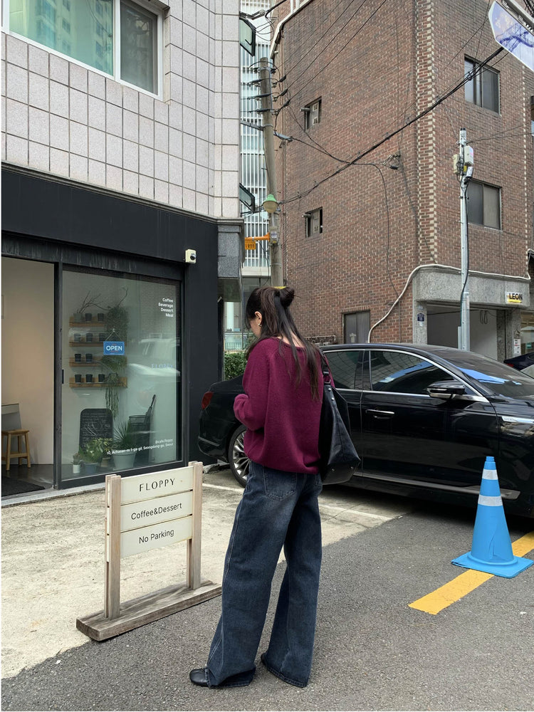 復古美刷色側前壓線細節牛仔褲