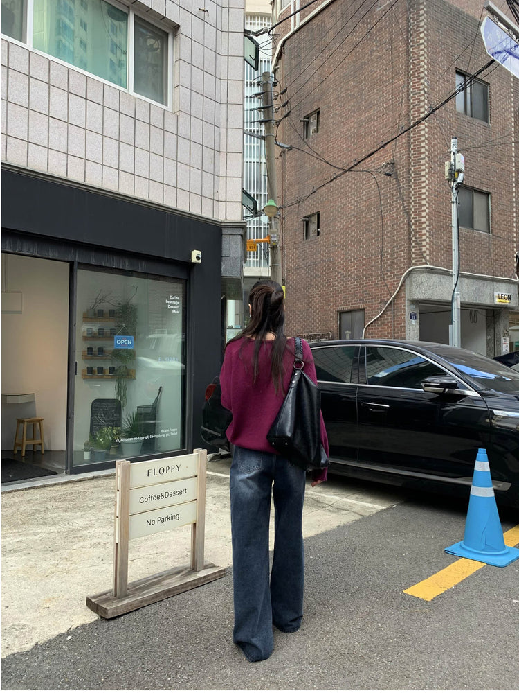 復古美刷色側前壓線細節牛仔褲