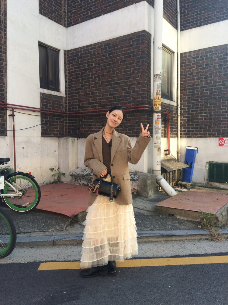 極美透紗蛋糕層次感及踝裙