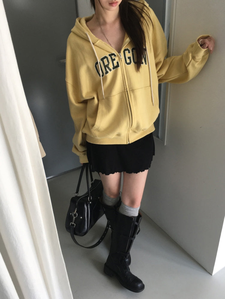 美色做舊字母連帽外套