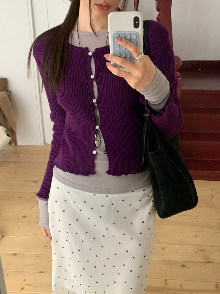 花邊排鈕顯瘦針織外套