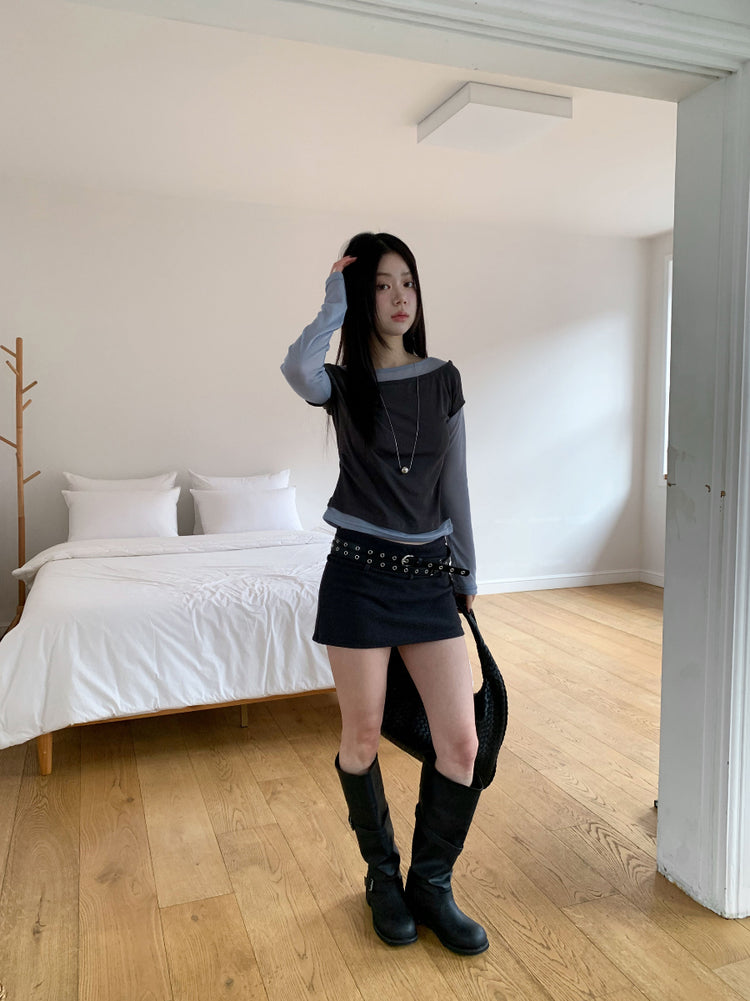 撞色層次感兩件式上衣