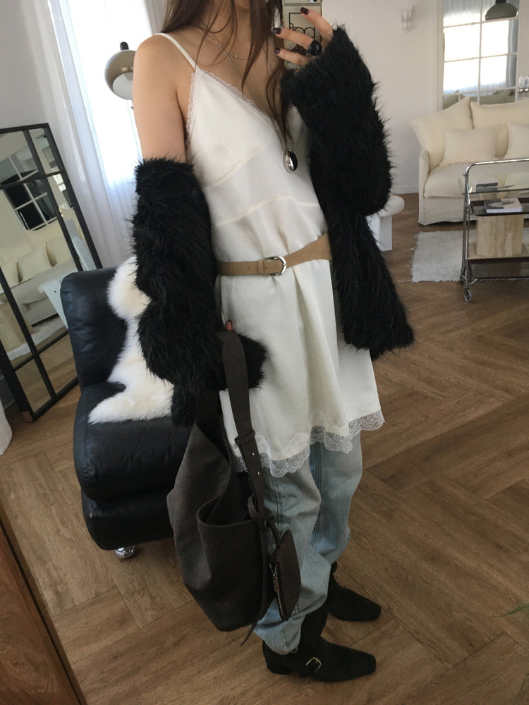 霧光蕾絲邊連身裙