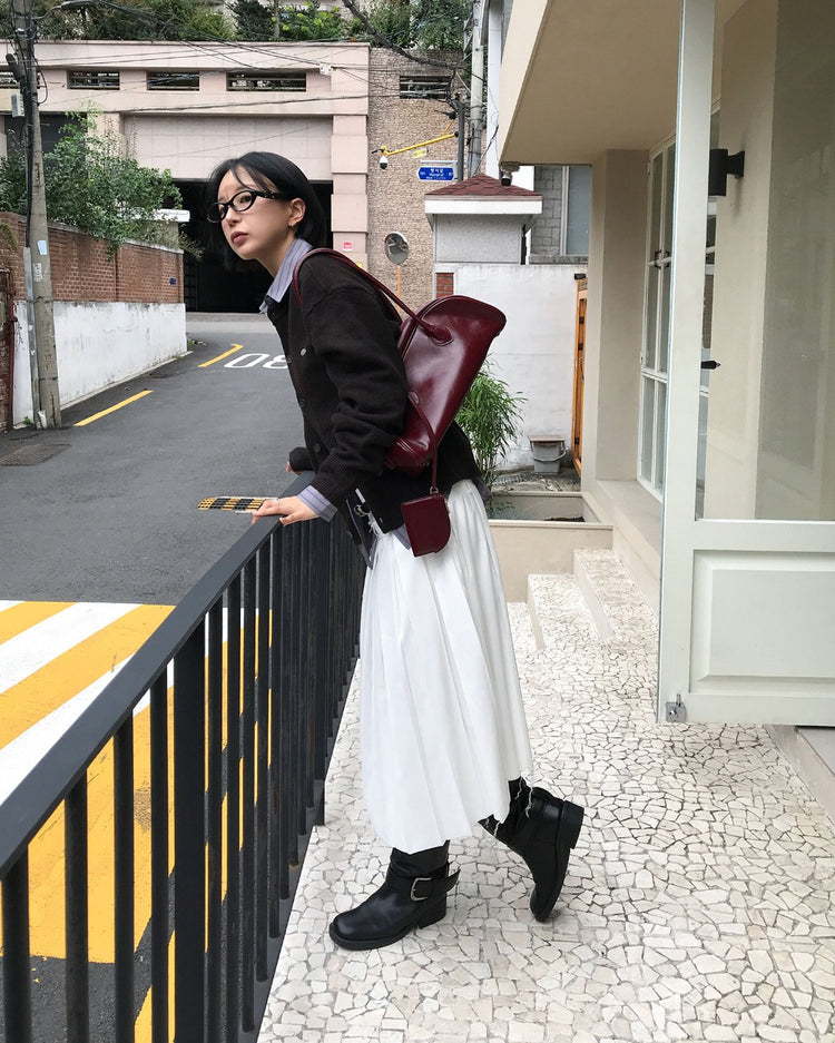 不修邊雙層細節百褶裙