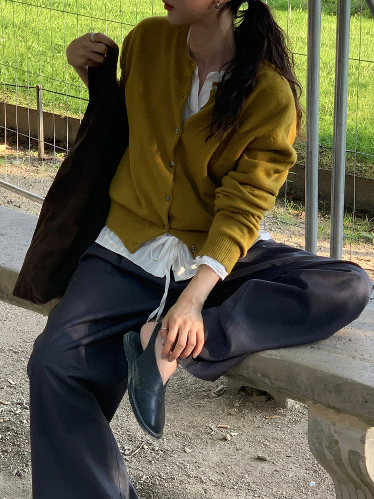 高質雙壓褶口袋細節直褲