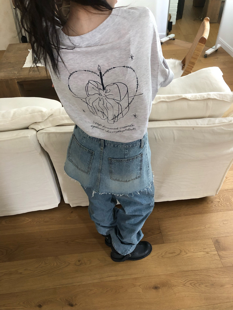 蛋糕圖案印花寬鬆t