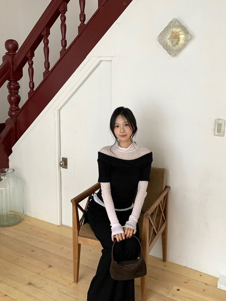 側綁帶細長腿假兩件裙褲