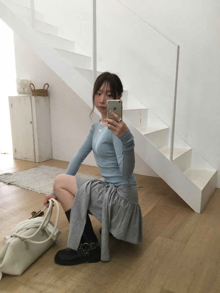 美色船領標籤骨線細節上衣
