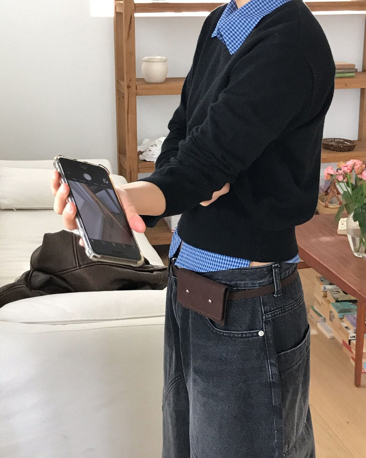 復古亮色格紋細節修腰襯衫