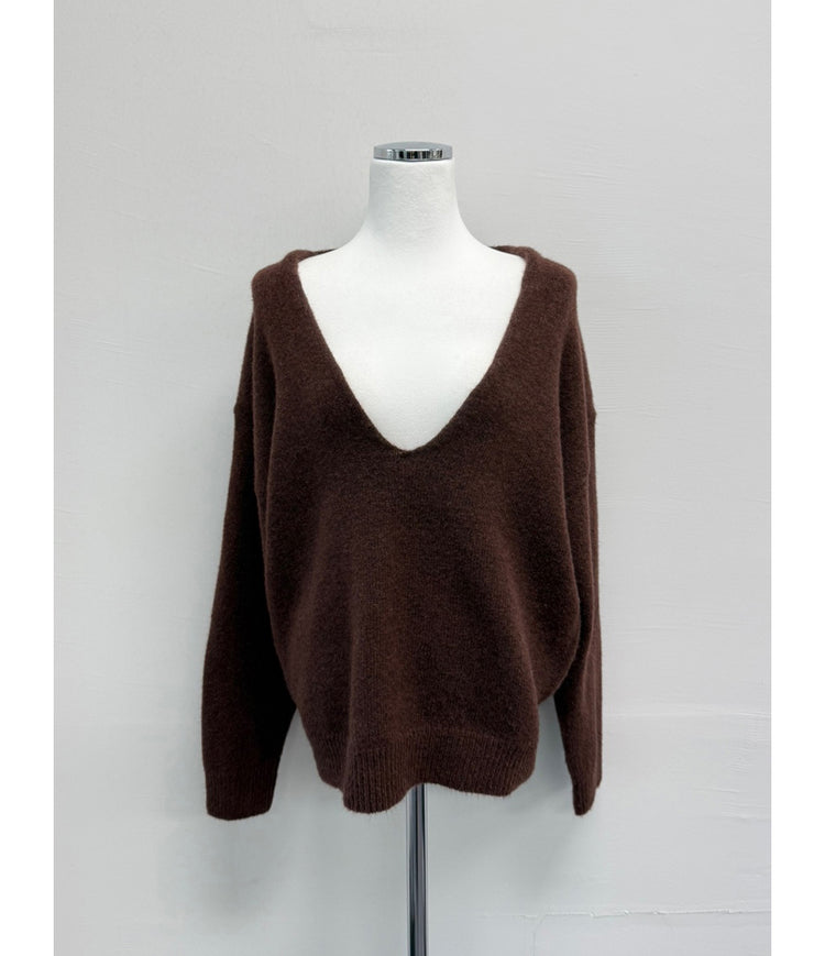 深V寬鬆針織毛衣
