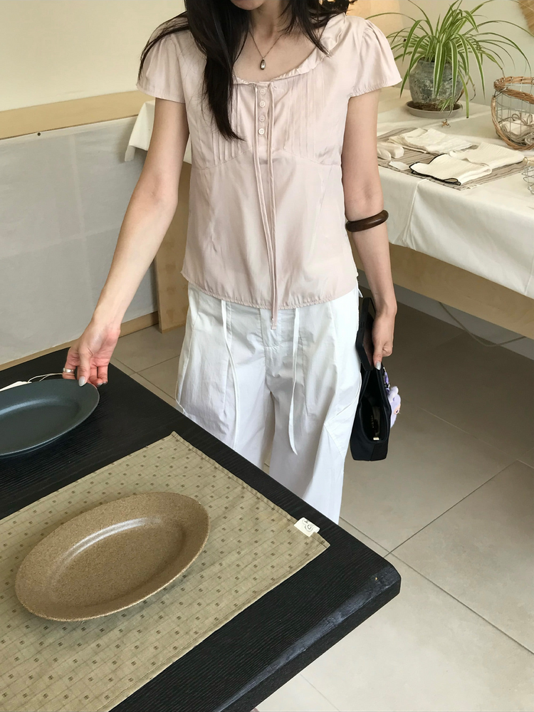 輕薄抽繩口袋寬鬆工裝褲